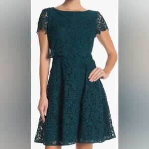 Shani Popover Bodice Fit And Flare Embroidered Dress